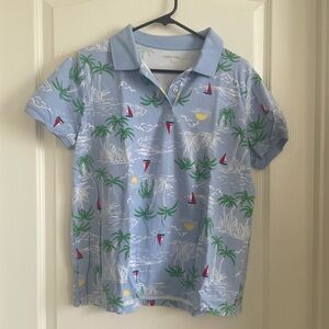 Boys Lands End beach palm tree polo shirt